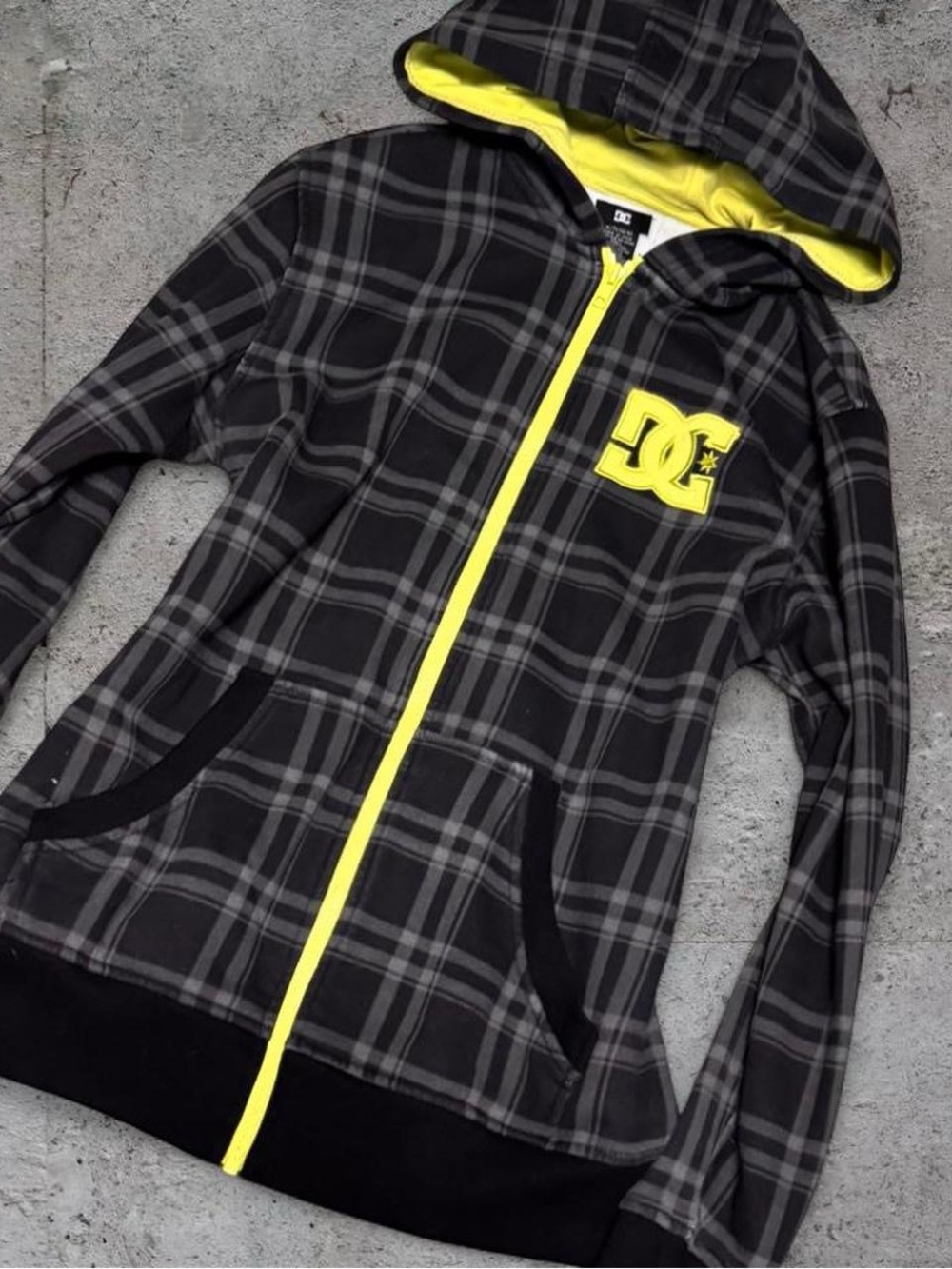 DC Y2K Plaid Grey/Green Zip Hoodie